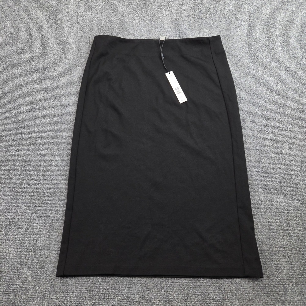 Tahari Pencil Skirt Womens M Black Knit Midi Professional Workwear Minimalist
